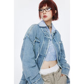 Unisex Jacket Vintage Wash Denim Coat Men's and Women's Loose Denim Jacket